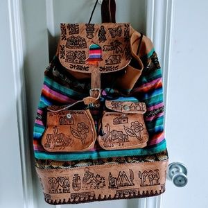Handmade Mexican leather backpack